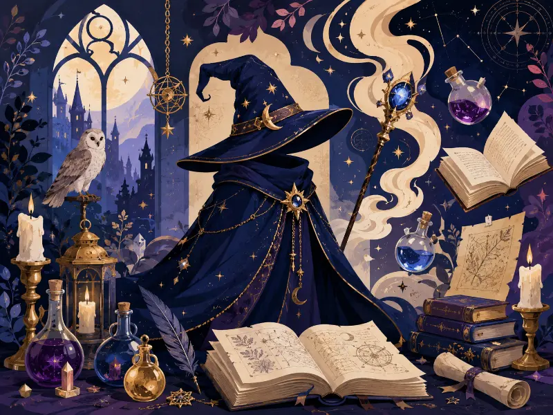 Original magical character identity illustration