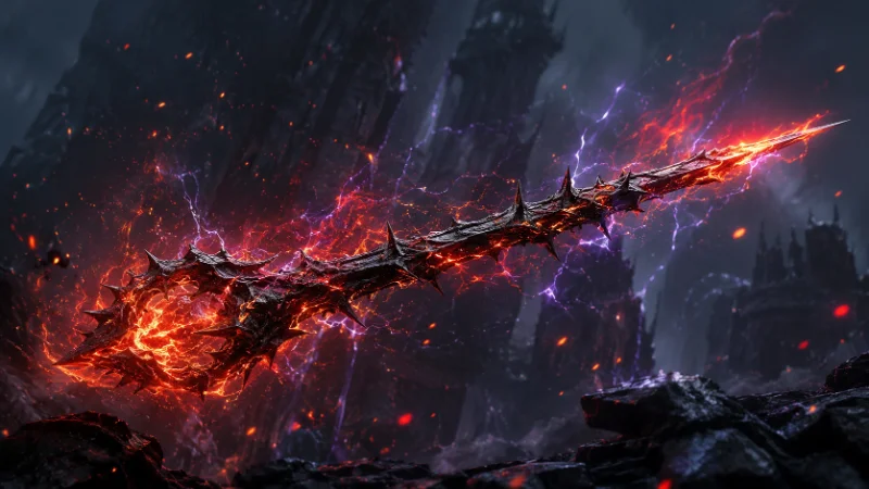 Blackthorn wand with dragon heartstring molten red energy