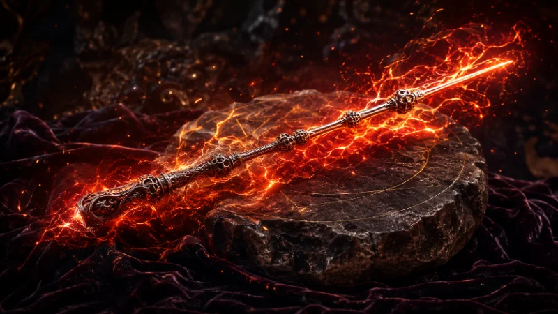 Elder wand with dragon heartstring overwhelming molten power